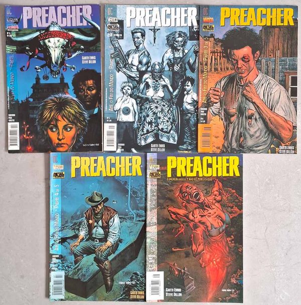 Preacher: Até o Fim do Mundo.  Minissérie Completa em 5 partes.  Gibis & Quadrinhos. Minisséries Completas. Editora: Metal Pesado. 