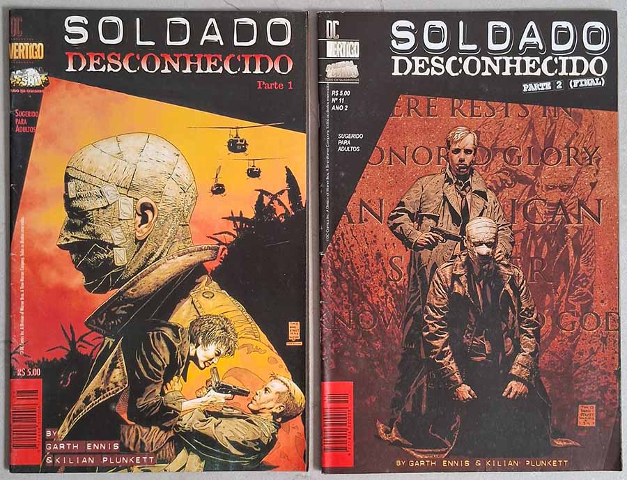 Soldado Desconhecido.  Minissérie Completa em 2 partes.  Por Garth Ennis e Kilian Plunkett.  Gibis & Quadrinhos. Minisséries Completas. 