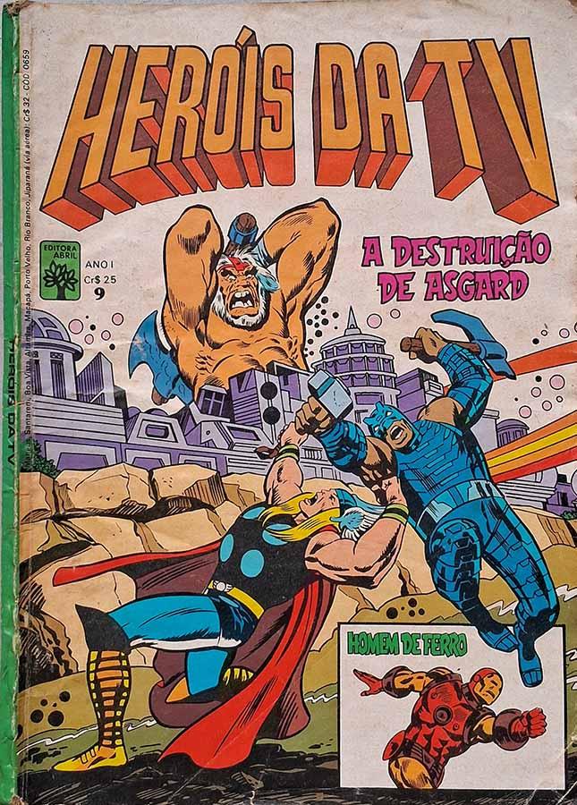 Heróis da TV #9.  Edição da Abril em formatinho. Com o Poderoso Thor e Homem de Ferro. 