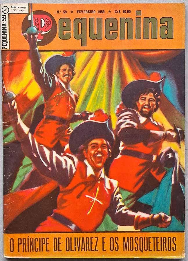 Pequenina #59 Fevereiro/1959.  Gibis. Histórias em quadrinhos da EBAL. O Príncipe de Olivarez e os Mosqueteiros.