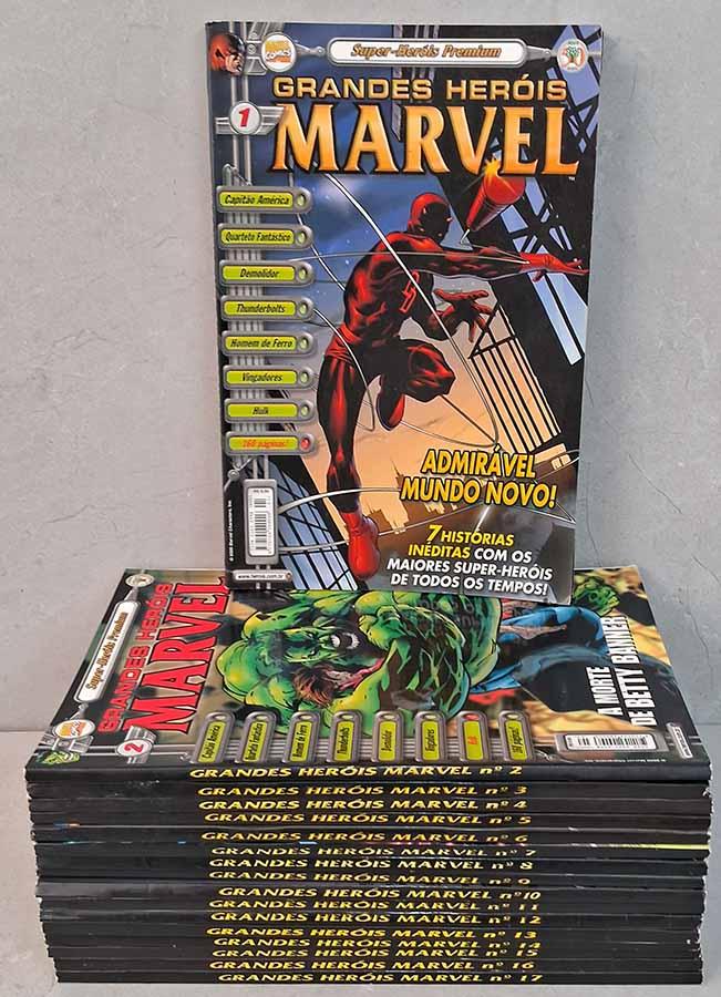 Grandes Heróis Marvel Super Heróis Premium 17 Volumes - SEBO RS RARIDADES Grandes Heróis Marvel Super-Heróis Premium em 17 Volumes. Coleção completa da Abril do #1 ao #17. Gibis & Quadrinhos. Coleções Completas. Editora: Abril.
