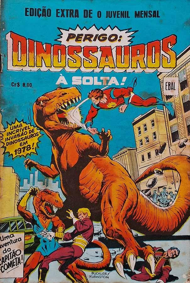 Perigo: Dinossauros a Solta.  Edição Extra de O Juvenil Mensal. Gibis. Histórias em quadrinhos da EBAL.