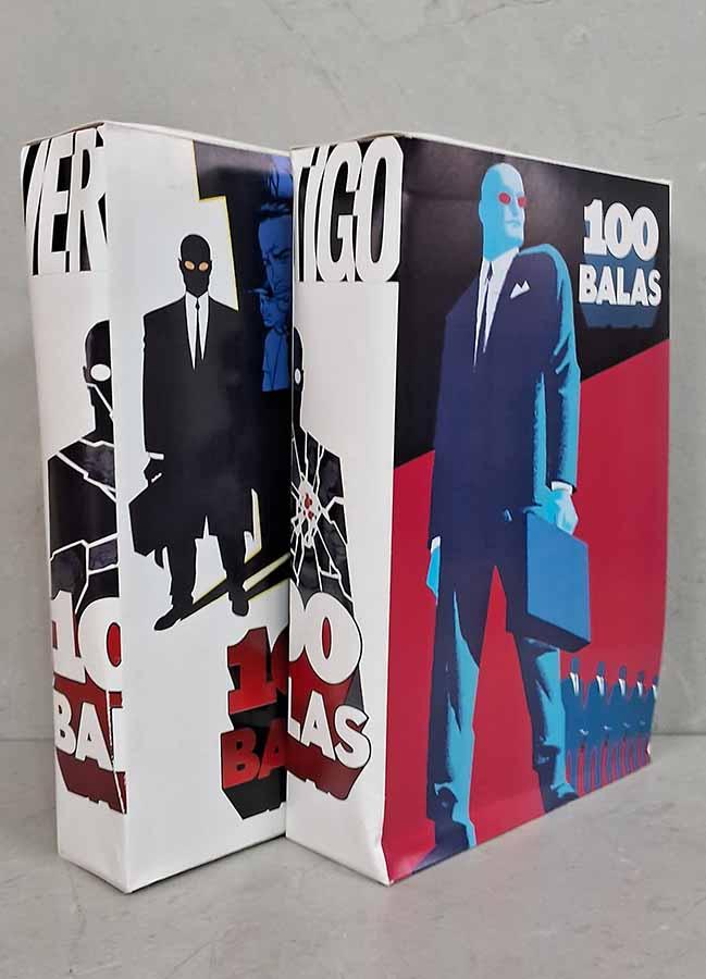 100 Balas: Case in Case, Coleção em 2 caixas, volumes 1 ao 16.  Edição da Panini/Vertigo. Por Brian Azzarello e Eduardo Risso.  