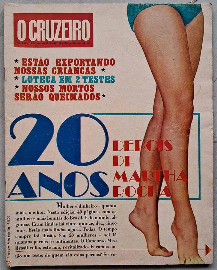 Revista O CRUZEIRO em  20 Anos Depois de Martha Rocha. Capa com Maria da Glória Carvalho, matérias da seleção brasileira, Dodge 1800, Maracanã e outras reportagens. EDIÇÂO: Ano XLV, número 16. Revistas. Revistas Antigas. 